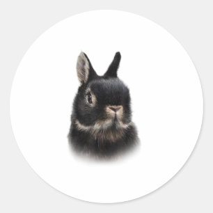 Black Netherland Dwarf Rabbit Bust Women's Unisex  Classic Round Sticker