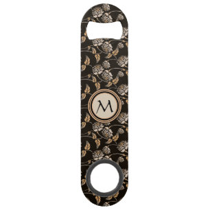 Black & Neutral Floral - Custom Monogram & Pattern