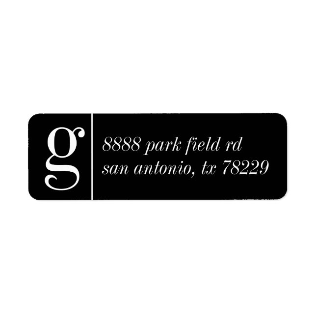 Black Neutral Last Name Initial Monogram Address (Front)