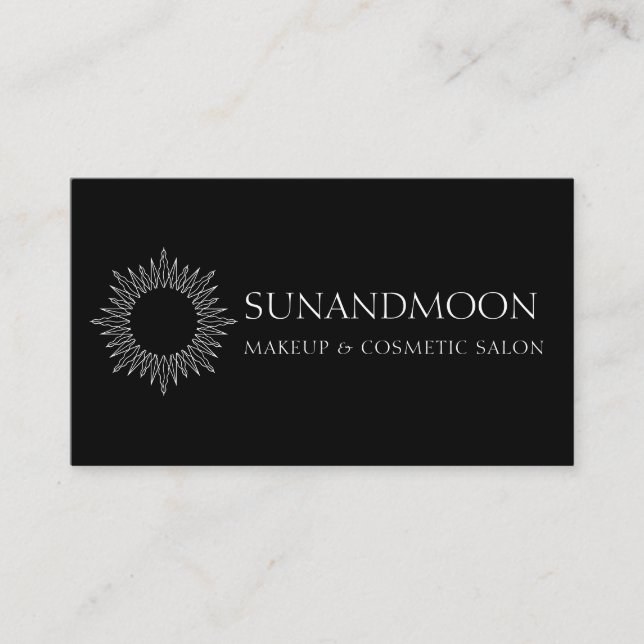 Black Neutral Spiritual Handwritten Sun Moon Business Card (Front)