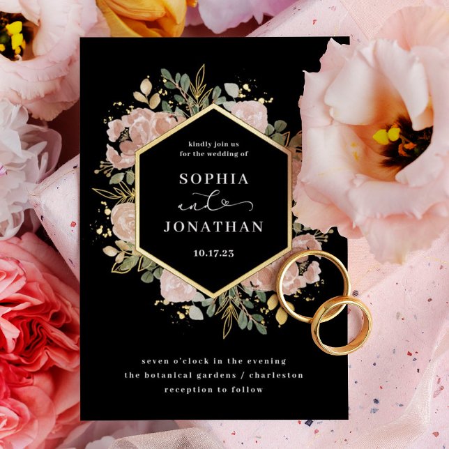 Black Neutral Watercolor Floral Wedding | Gold (Creator Uploaded)