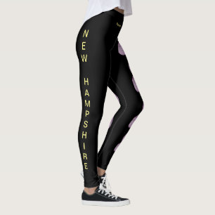 Black New Hampshire Purple Lilac State Leggings