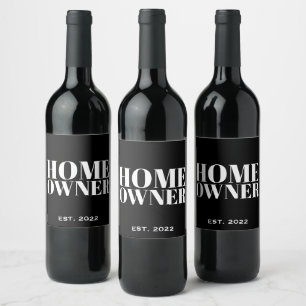 Black New Homeowner Year Established Realtor Wine Label