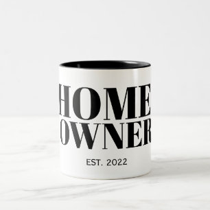 Black New Homeowner Year Established  Two-Tone Coffee Mug