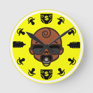 Black New Mother New Baby Wrist Round Clock