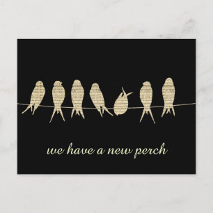 Black New Perch Change of address Announcement Postcard