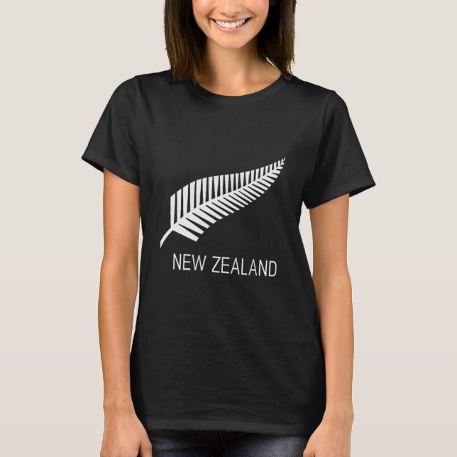 Black New Zealand Fern Shirt Mens Black Proud Kiwi (Front)