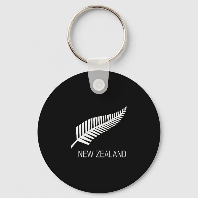 Black New Zealand Fern Shirt Mens Black Proud Kiwi Key Ring (Front)