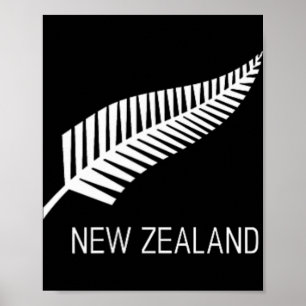 Black New Zealand Fern Shirt Mens Black Proud Kiwi Poster