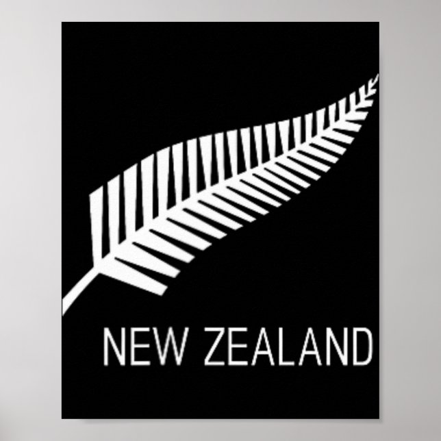 Black New Zealand Fern Shirt Mens Black Proud Kiwi Poster (Front)