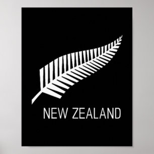 Black New Zealand Fern Shirt Mens Black Proud Kiwi Poster