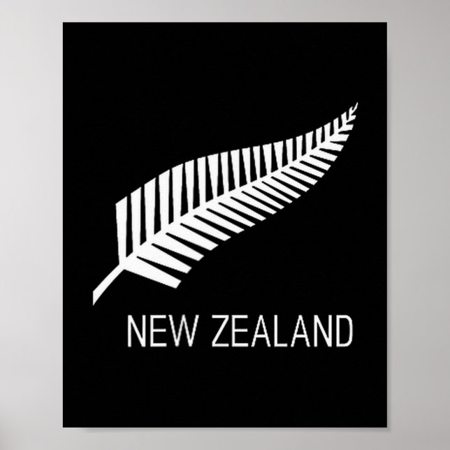 Black New Zealand Fern Shirt Mens Black Proud Kiwi Poster (Front)