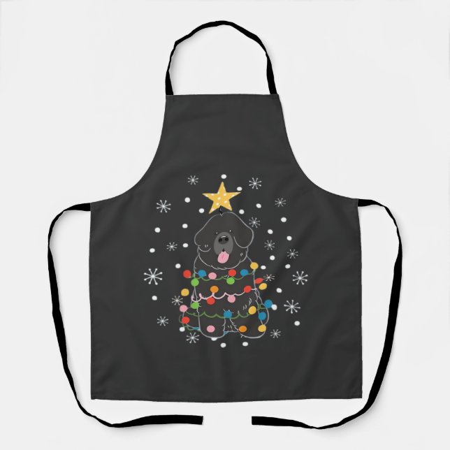 Black Newfie Newfoundland Dog Christmas Tree Class Apron (Front)