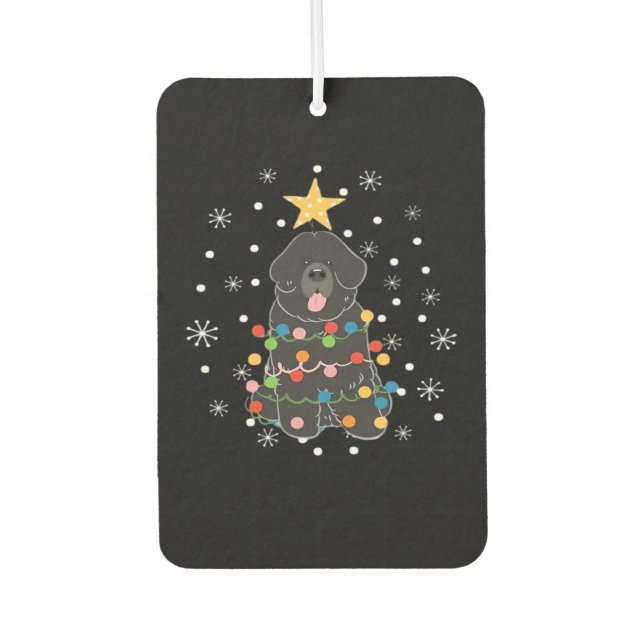 Black Newfie Newfoundland Dog Christmas Tree Class Car Air Freshener (Front)