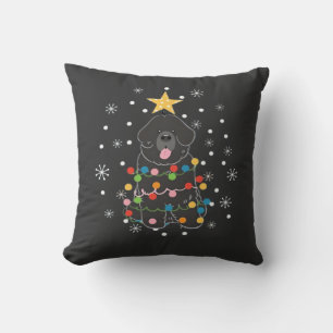 Black Newfie Newfoundland Dog Christmas Tree Class Cushion