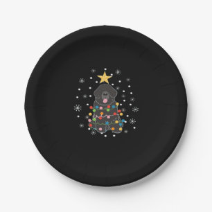 Black Newfie Newfoundland Dog Christmas Tree Class Paper Plate