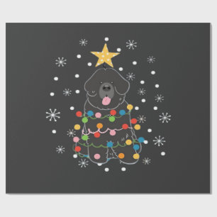 Black Newfie Newfoundland Dog Christmas Tree Class Wrapping Paper