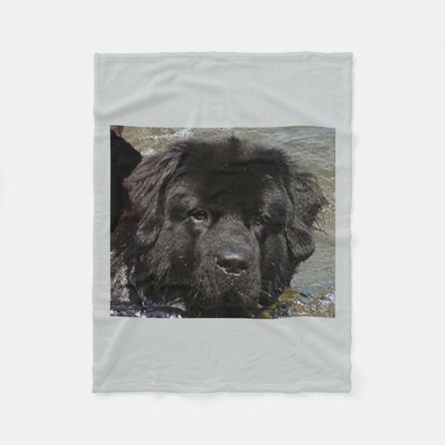black newfie.png fleece blanket (Front)