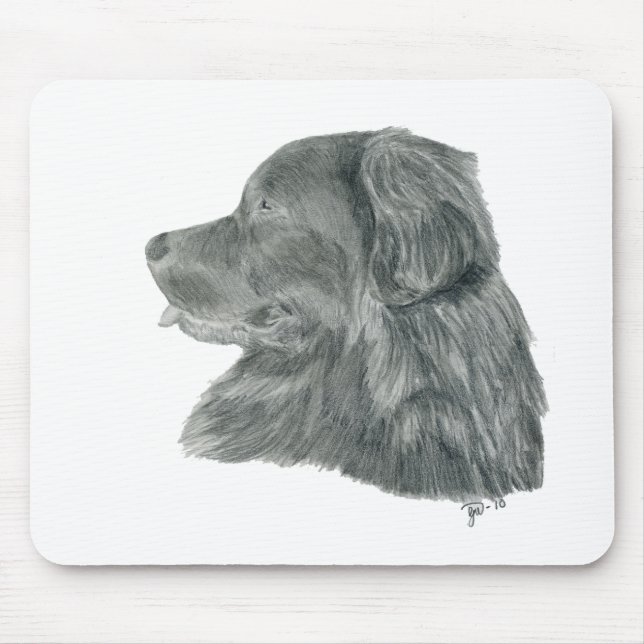 black newfoundland dog mouse mat (Front)
