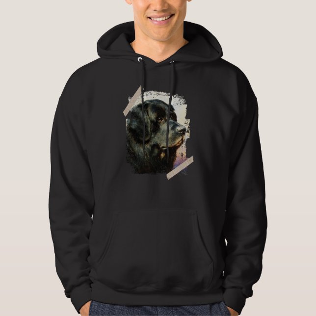 Black Newfoundland Dog - Painting Hoodie (Front)