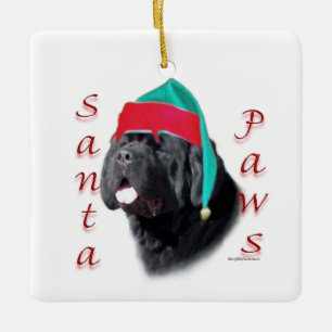 Black Newfoundland Santa Paws Ceramic Ornament