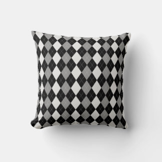 Black & NICKEL GREY Diamonds ARGYLE Pattern Cushion