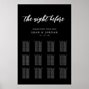 Black Night Before Rehearsal Dinner Seating Chart