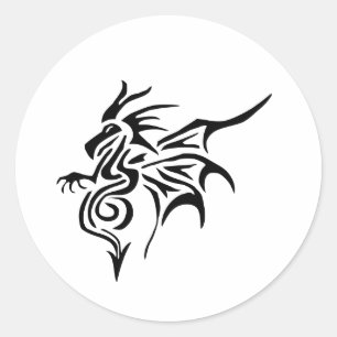 Black night dragon classic round sticker