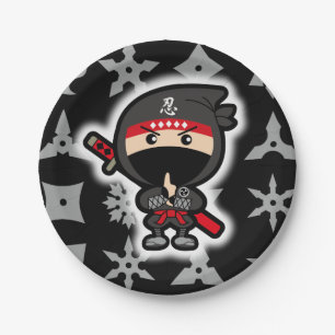 Black Ninja Boy Paper Plate
