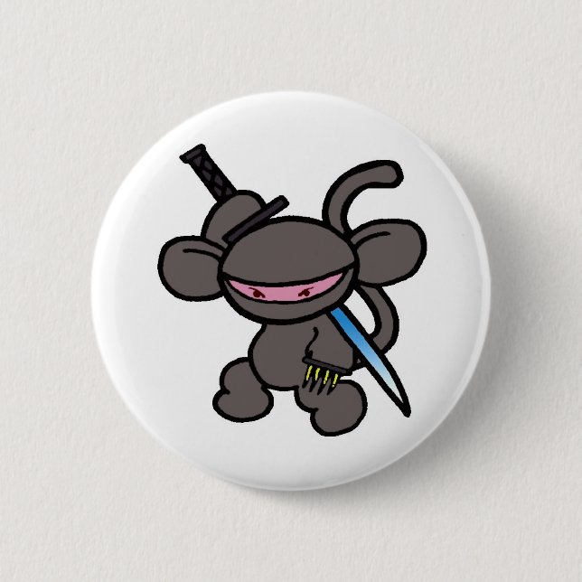 Black Ninja Claw-No Words 6 Cm Round Badge (Front)
