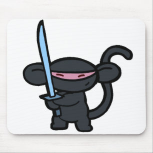 Black Ninja with Sword- No Words Mouse Mat