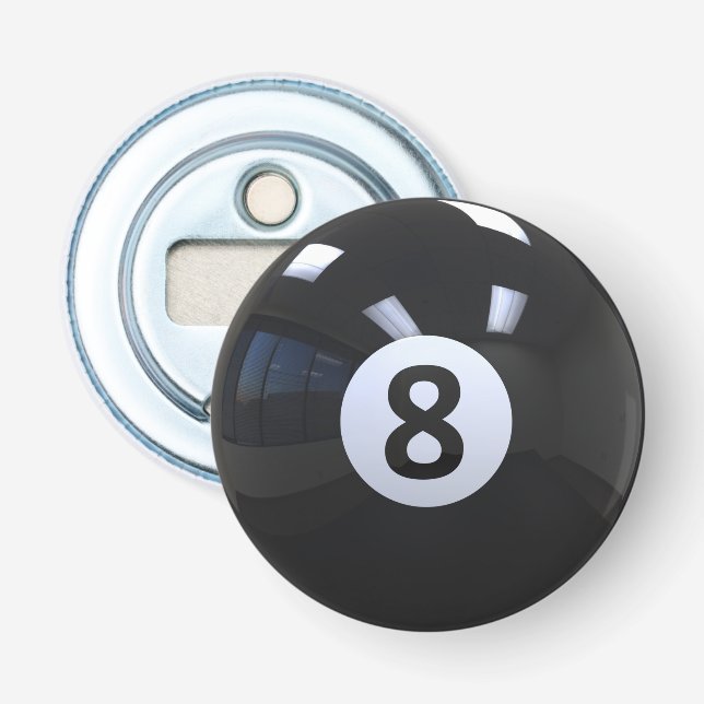 Black No. 8 Billiard Pool Ball Bottle Opener (Front)
