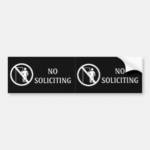 Black No Soliciting Stickers, Weatherproof Bumper Sticker
