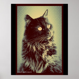 Black Norwegian Forest Cat Poster
