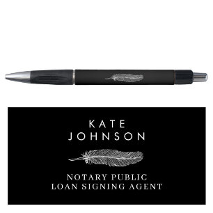Black Notary Signing Agent Feather Quill Logo