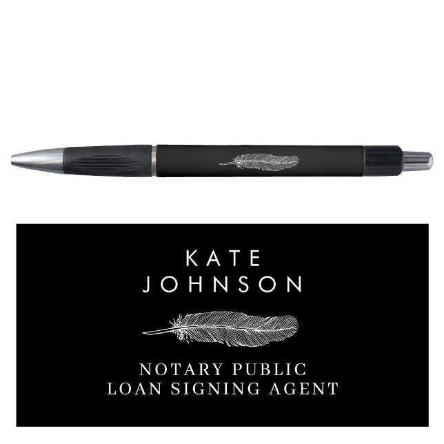 Black Notary Signing Agent Feather Quill Logo (Black Notary Signing Agent Feather Quill Logo Pen)