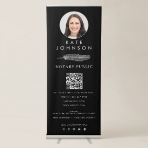 Black Notary Signing Agent Quill Logo Photo Retractable Banner