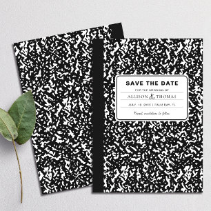 Black Notebook Teacher Funny Save The Date Wedding Invitation