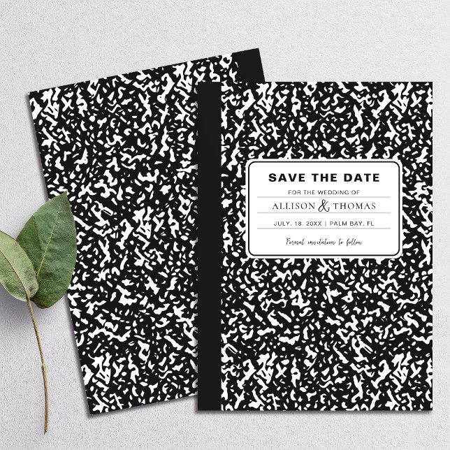 Black Notebook Teacher Funny Save The Date Wedding Invitation (Perfect for school teachers and anyone who appreciates a playful twist on tradition.)