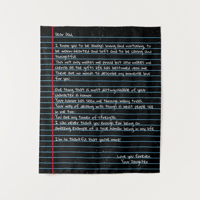 Black Notepaper Dad Letter Gift for Father Tapestry (Front)