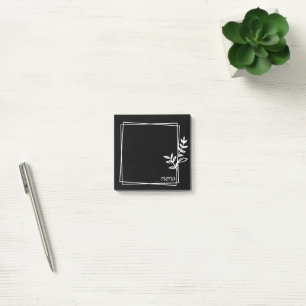 Black Notes with White Double Frame with Flowers