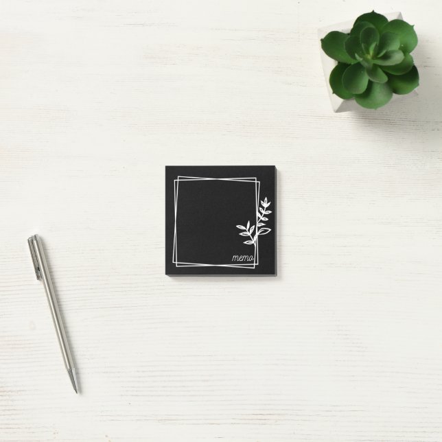 Black Notes with White Double Frame with Flowers (Office)