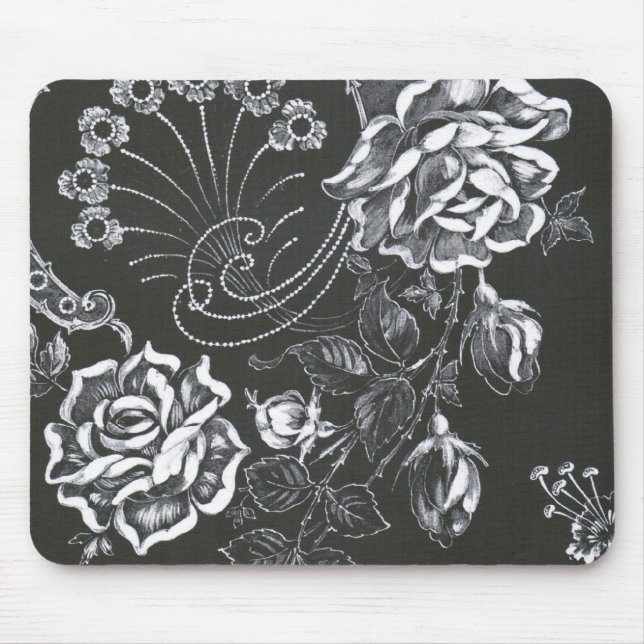 Black Nouveau Floral...mousepad Mouse Mat (Front)
