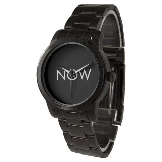 Black NOW Watch – Minimalist Mindfulness Present M (Angled)