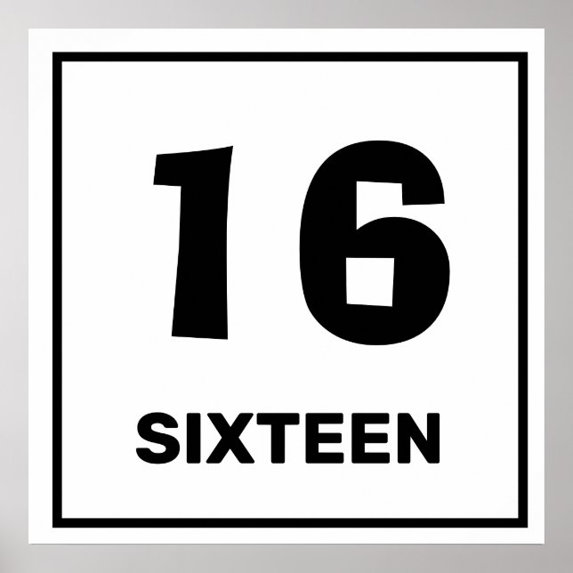 Black number sixteen Poster (Front)