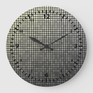 Black Numbers and Faux Grunge Metal Squares Large Clock
