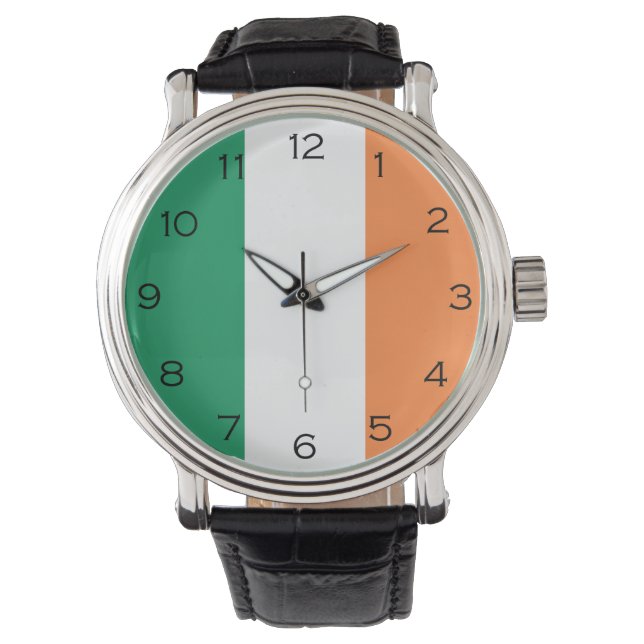 Black Numbers On Irish Flag wacnt Watch (Front)