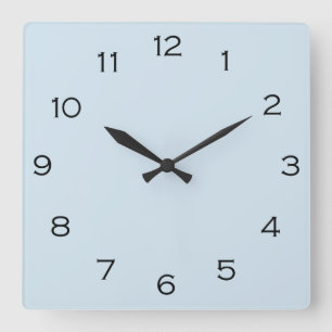 Black Numbers On Light Blue wccn Square Wall Clock