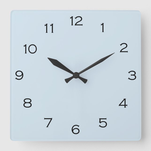 Black Numbers On Light Blue wccn Square Wall Clock (Front)