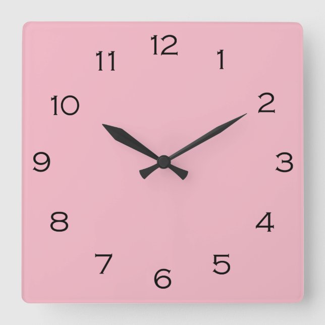 Black Numbers On Pink wccn Square Wall Clock (Front)